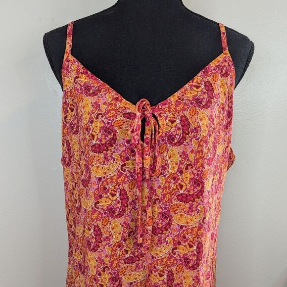 VTG 90s Y2K Paisely Bohemian Festival Coastal Cowgirl Cottagecore Slip Dress XXL - Picture 3 of 8